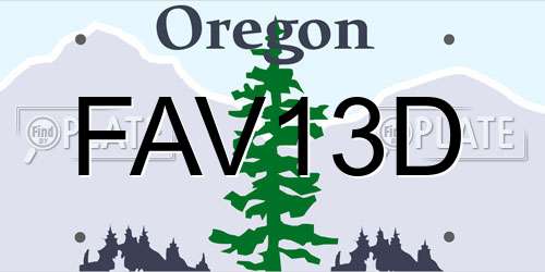 FAV13D Oregon License Plate