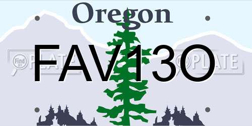 FAV13O Oregon License Plate
