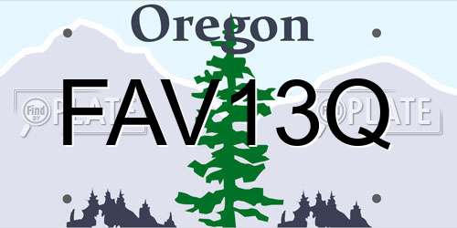 FAV13Q Oregon License Plate