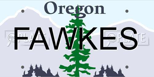 FAWKES Oregon License Plate