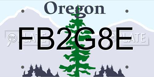 FB2G8E Oregon License Plate