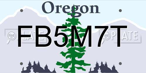 FB5M7T Oregon License Plate
