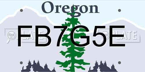 FB7G5E Oregon License Plate