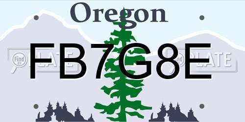FB7G8E Oregon License Plate