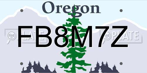 FB8M7Z Oregon License Plate