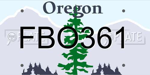 FBO361 Oregon License Plate