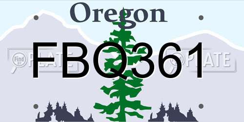 FBQ361 Oregon License Plate