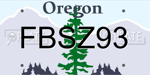 FBSZ93 Oregon License Plate