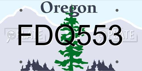 FDQ553 Oregon License Plate