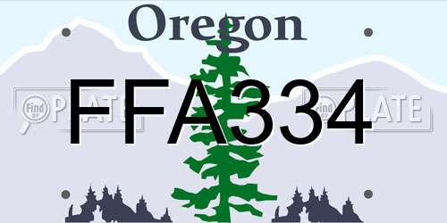 FFA334 Oregon License Plate