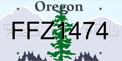 FFZ1474 Oregon License Plate