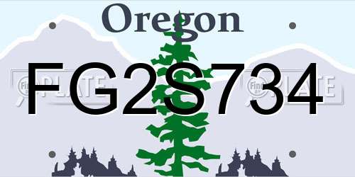 FG2S734 Oregon License Plate