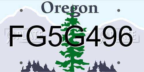 FG5G496 Oregon License Plate