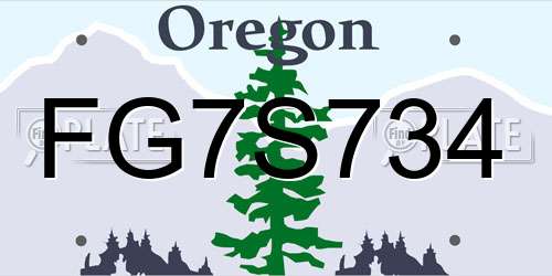 FG7S734 Oregon License Plate