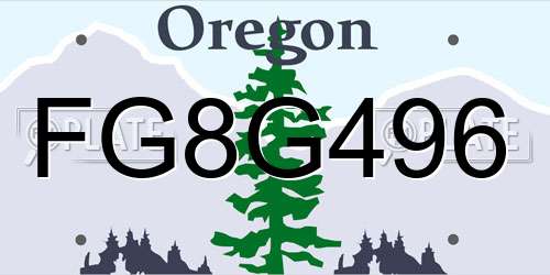 FG8G496 Oregon License Plate