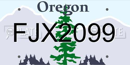 FJX2099 Oregon License Plate