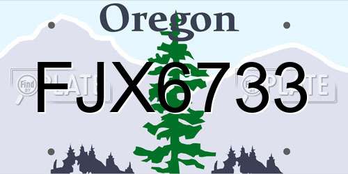 FJX6733 Oregon License Plate