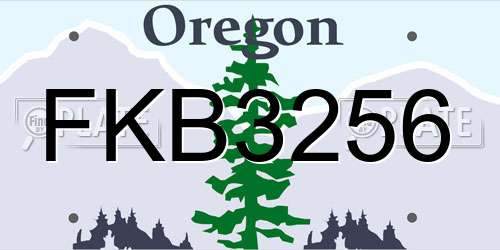 FKB3256 Oregon License Plate