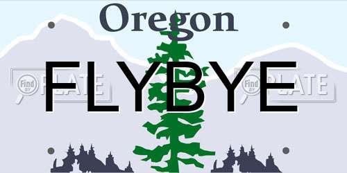 FLYBYE Oregon License Plate