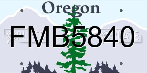FMB5840 Oregon License Plate