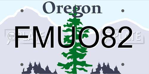 FMUO82 Oregon License Plate