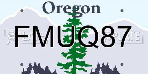 FMUQ87 Oregon License Plate