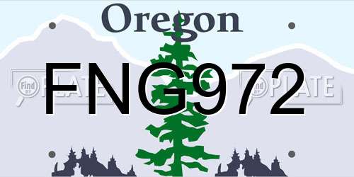 FNG972 Oregon License Plate