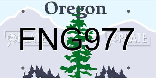 FNG977 Oregon License Plate