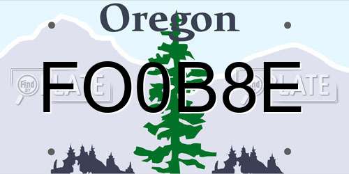 FO0B8E Oregon License Plate