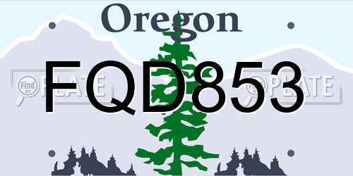 FQD853 Oregon License Plate