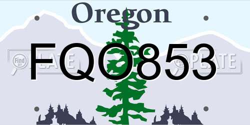 FQO853 Oregon License Plate