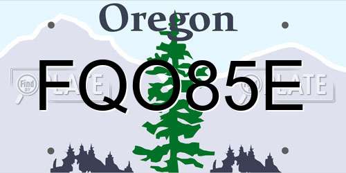 FQO85E Oregon License Plate
