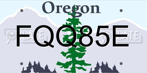 FQQ85E Oregon License Plate