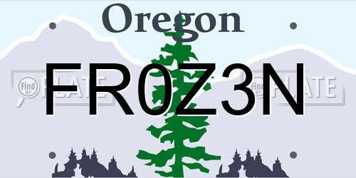 FR0Z3N Oregon License Plate