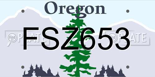 FSZ653 Oregon License Plate