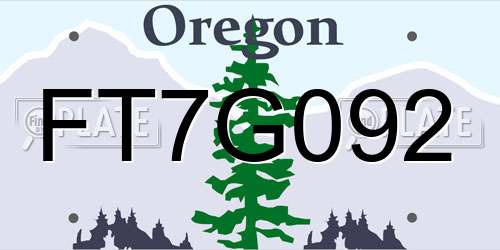 FT7G092 Oregon License Plate