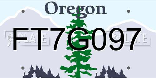 FT7G097 Oregon License Plate