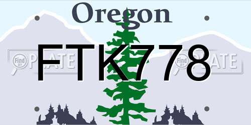 FTK778 Oregon License Plate