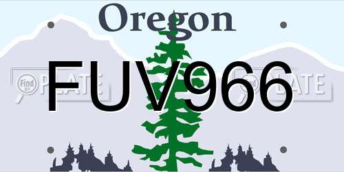 FUV966 Oregon License Plate