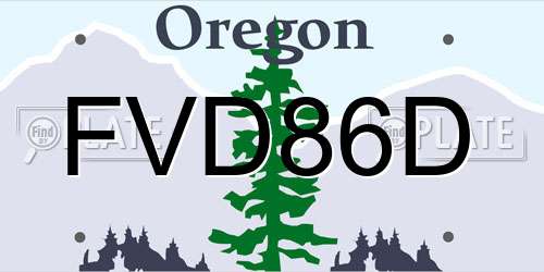FVD86D Oregon License Plate