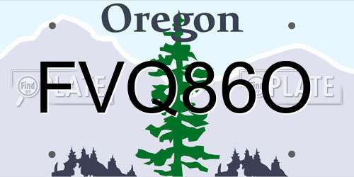 FVQ86O Oregon License Plate