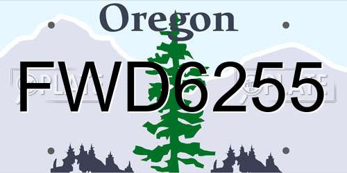 FWD6255 Oregon License Plate