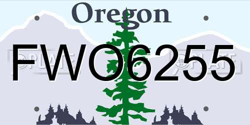 FWO6255 Oregon License Plate