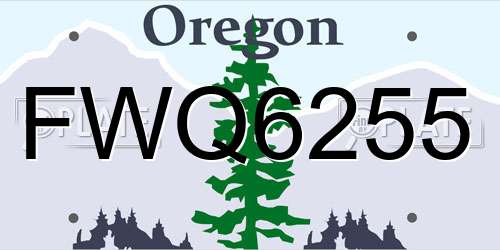 FWQ6255 Oregon License Plate