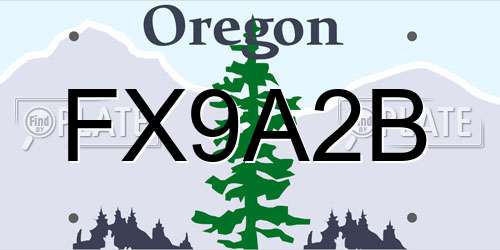 FX9A2B Oregon License Plate