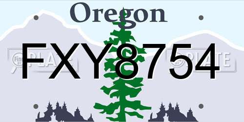 FXY8754 Oregon License Plate