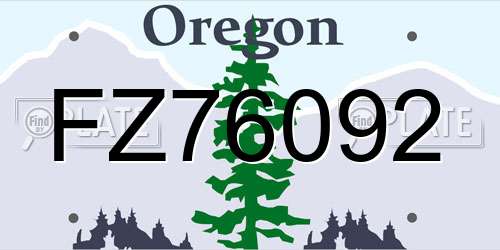 FZ76092 Oregon License Plate