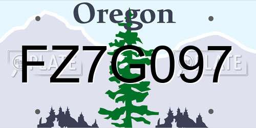 FZ7G097 Oregon License Plate
