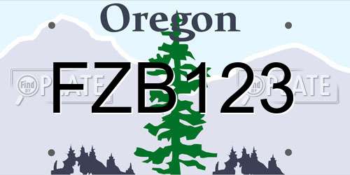 FZB123 Oregon License Plate