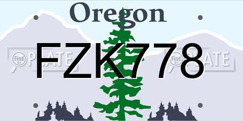 FZK778 Oregon License Plate
